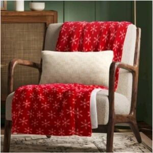 Threshold Plush Reverse with Faux Shearling Throw Red/Ivory
